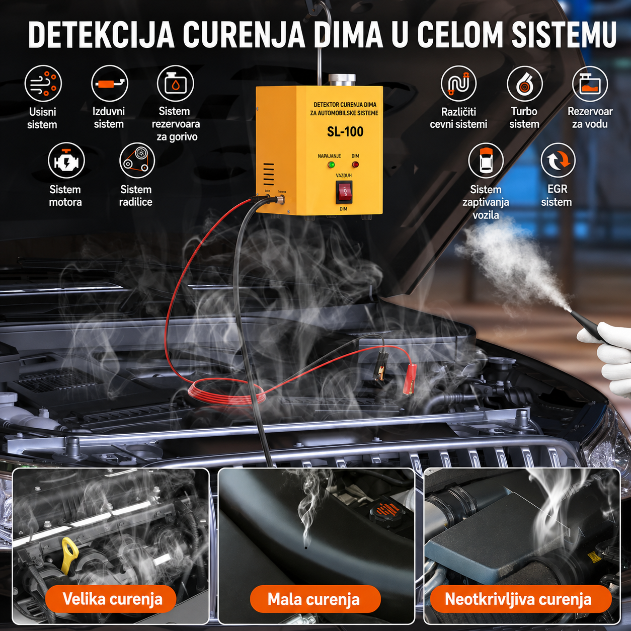 Detektor curenja dimom za automobile 12V - brzo i precizno otkrivanje kvarova