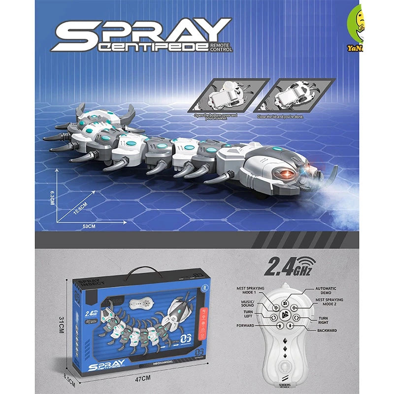 RC Stonoga “Spray Centipede” – Interaktivni Robot Insekt sa Svetlima, Muzikom i Maglicom