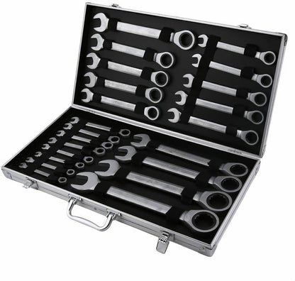 Set 22 viljuškasto-okasta ključa sa krckalicom 6–32 mm – metalni kofer