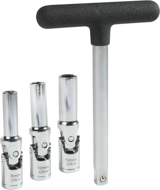 Set ključeva za grejače 3/8" sa zglobom 4 kom (8, 10, 12 mm + T-ručica)