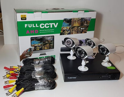 Komplet za video nadzor - 4 Full HD AHD kamere + DVR snimač | Noćni domet 40m | Mobilni nadzor
