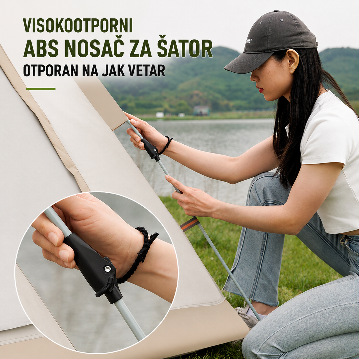 Automatski Pop-Up Šator za 3-4 Osobe sa Nadstrešnicom – 215 x 215 x 140 cm