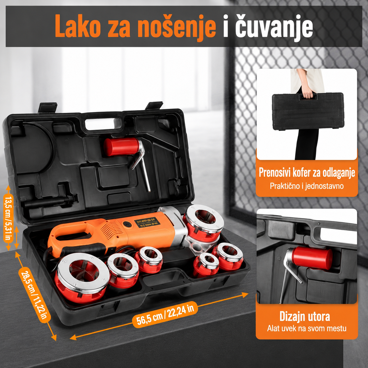 Royce Električna Mašina za Narezivanje Navoja na Cevima 2300W | Profesionalni Alat sa Setom Glava