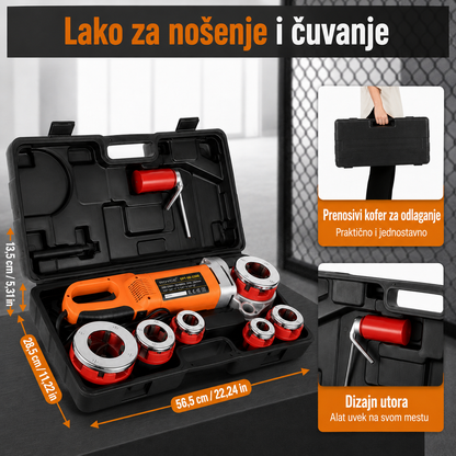 Royce Električna Mašina za Narezivanje Navoja na Cevima 2300W | Profesionalni Alat sa Setom Glava