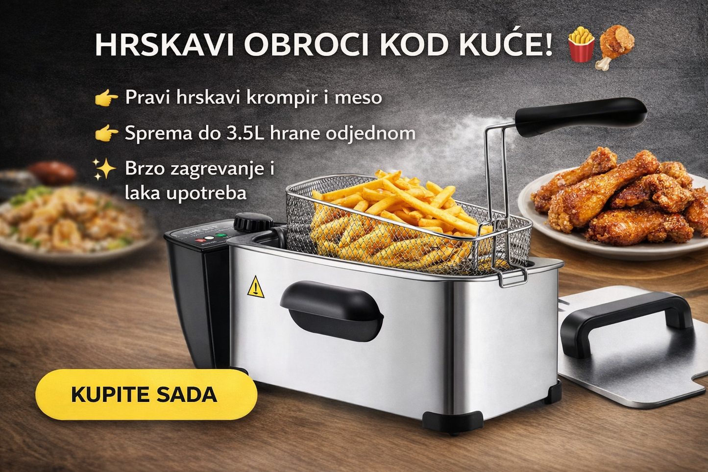 Električna friteza ROSTFRAI 3,5 l - izdržljiva izrada za savršeno prženje