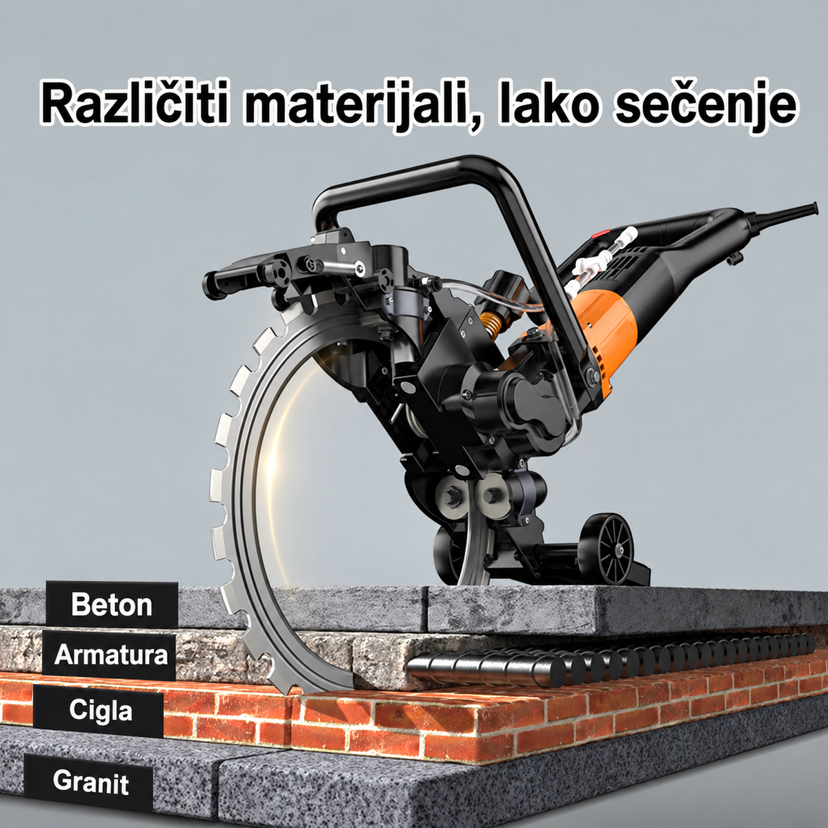 Profesionalna električna prstenasta testera za beton – Brushless 6000W, dubina reza do 300 mm