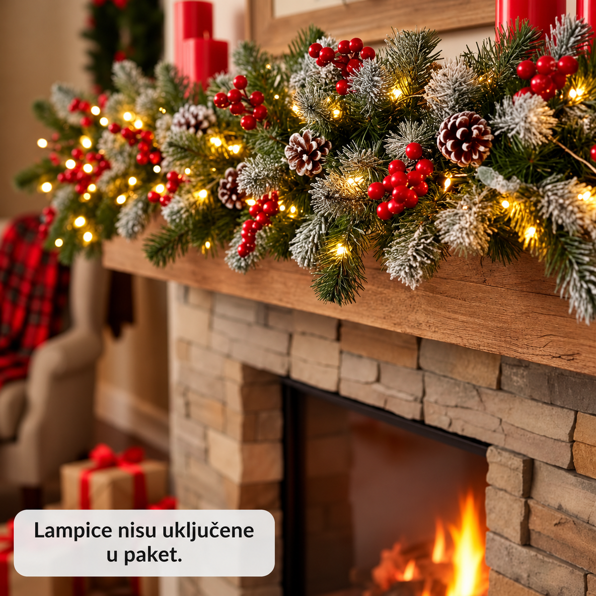 Novogodišnja Girlanda Winter Berry - 240 cm