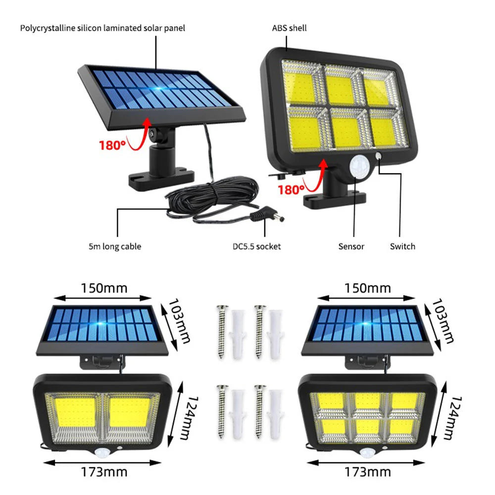 Solarna LED lampa 150 COB | Odvojeni panel | PIR senzor pokreta | IP65