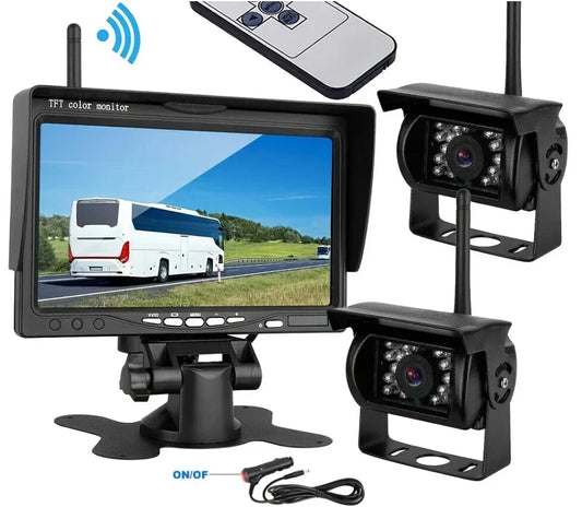 Bežični set kamera za kamion | 7" TFT monitor + 2 AHD kamere | Noćni mod | IP67