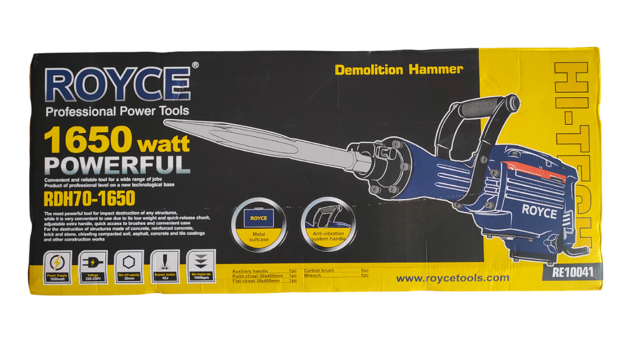 Royce elektropneumatski čekić 1650W 50J SDS HEX – Pikamer