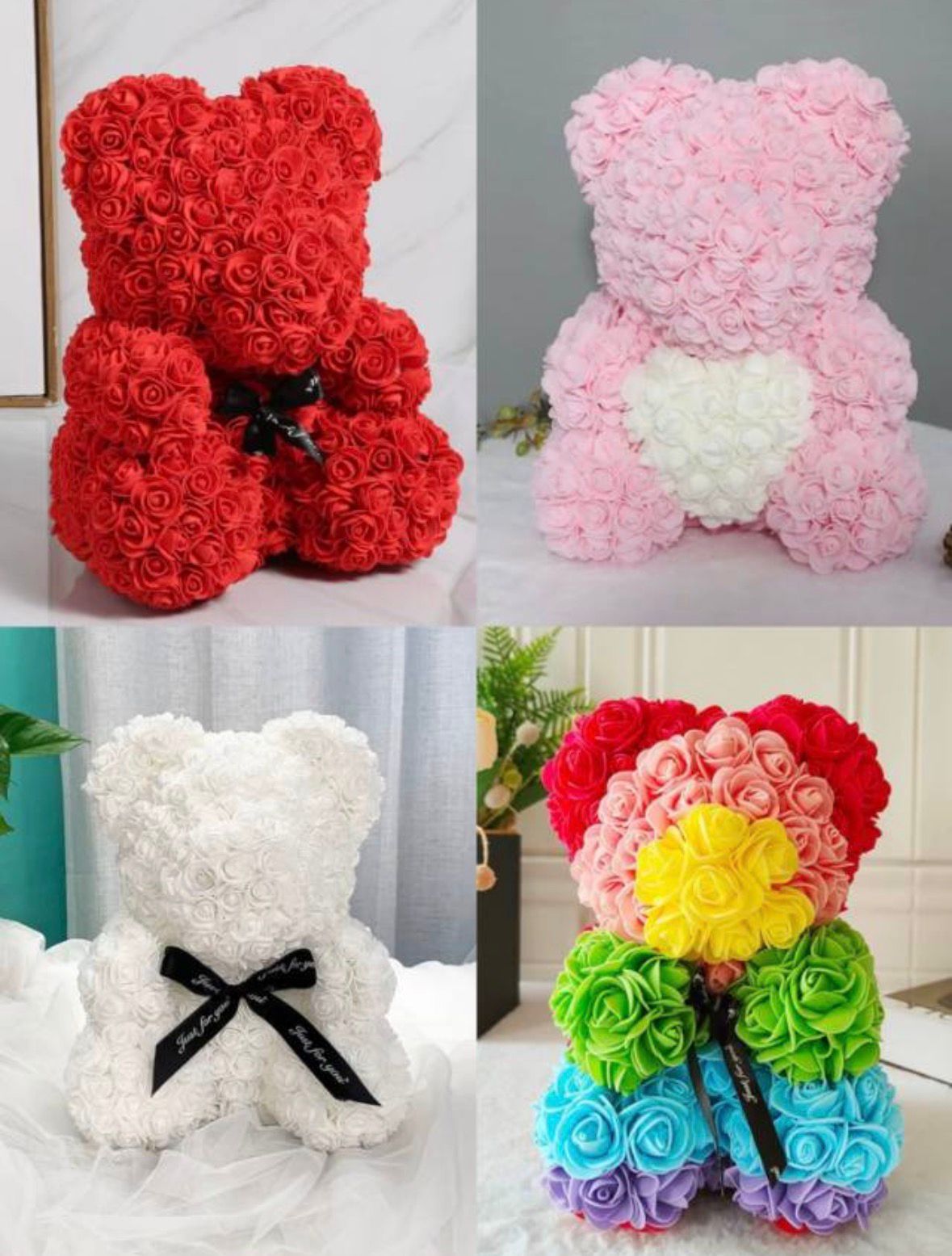 Dekorativna figurica medvedića sa veštačkim cvećem - poklon