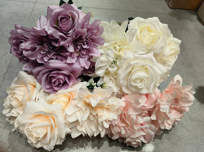 Dekorativni cvet dalija-ruža - svilenkasti cvet (7 cvetova)