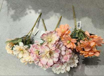 Buket „srećne“ krizanteme - veštačko svileno cveće (10 cvetova)